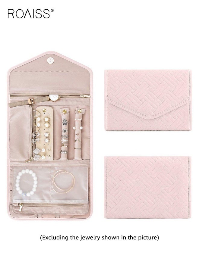 roaiss Multi-zone Jewelry Storage Bag with Magnetic Buckle, Foldable Jewelry Organizer Case for Necklaces, Earrings, Rings, Bracelets and Watches, Suitable for Daily Storage, Travel or Business Trips - Image 1